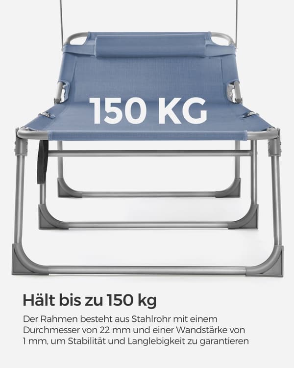 Solstol, SONGMICS, 71 x 200 x 38 cm, Blå