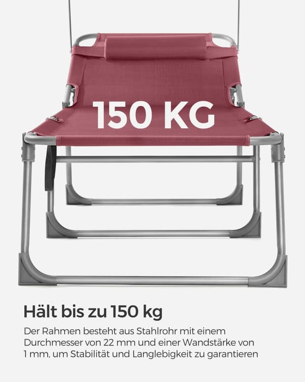 Rantatuoli, SONGMICS, 53 x 193 x 29,5 cm, Musta, Punainen.