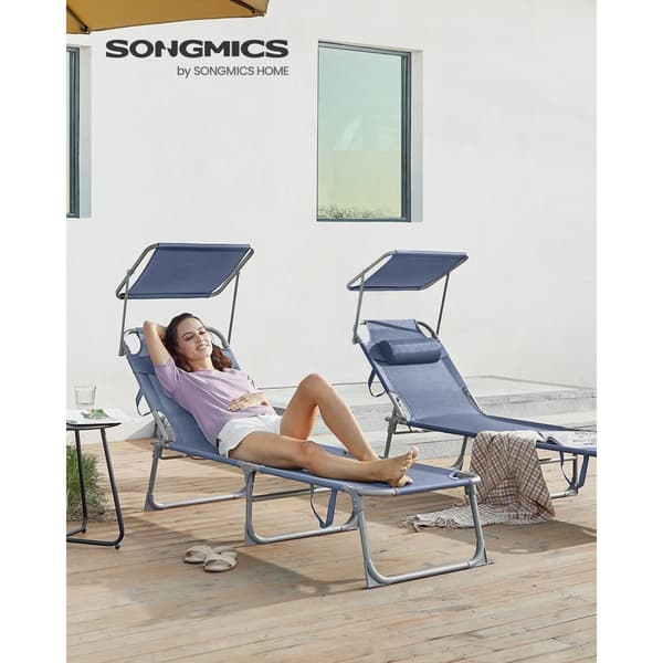 Solstol, SONGMICS, 193x53x29,5 cm, Sort, Blå.