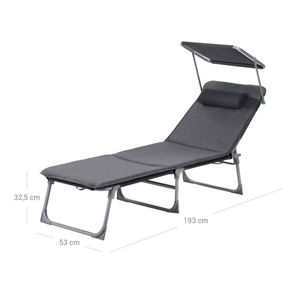 Solstol, SONGMICS, 55 x 193 x 31 cm, Mörkgrå