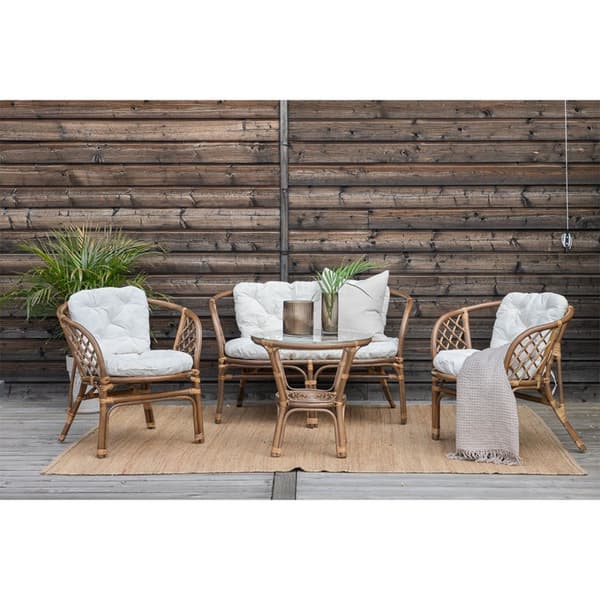 Wera loungesett 1 sofa, 2 stoler, 1 bord valnøtt dekor.