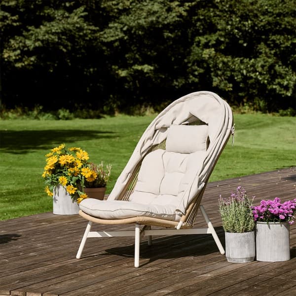 Bille loungestol polyrattan med pute beige, natur, grå.