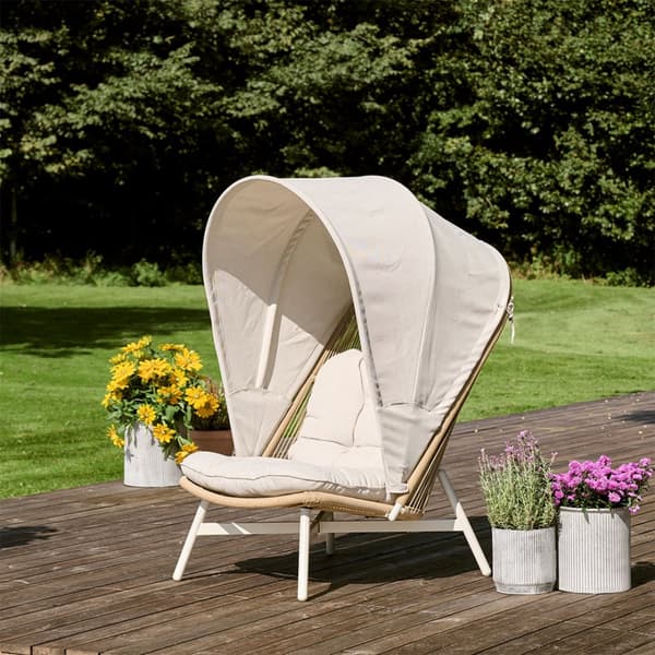 Bille loungestol polyrattan med pute beige, natur, grå.