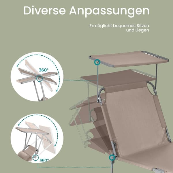Foldbar lounger - Justerbar afslapestol 53x193x29 cm - Udendørs lounger - Grå