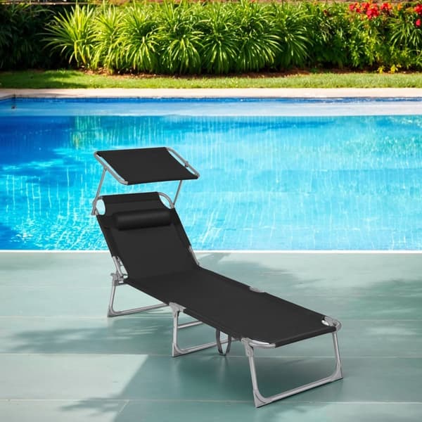 Foldbar solstol - Justerbar avslappnad stol 53x193x29 cm - utomhusstol - grå