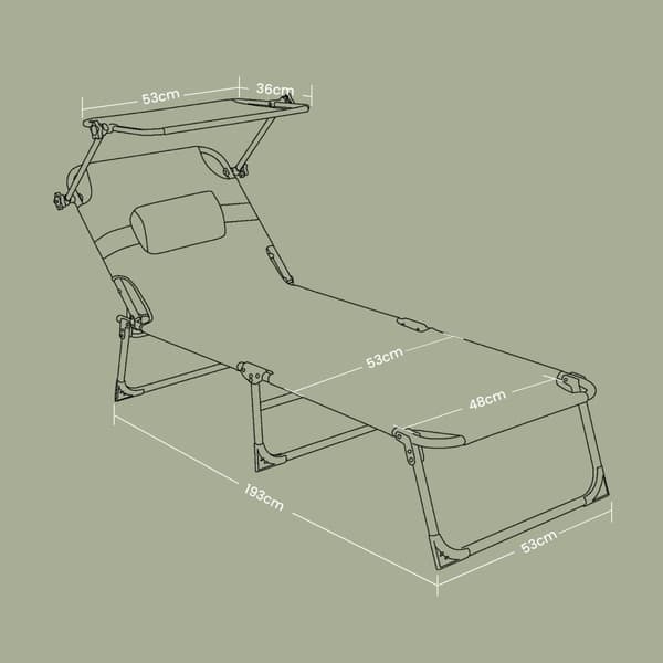 Foldbar lounger - Justerbar afslapestol 53x193x29 cm - Udendørs lounger - Grå