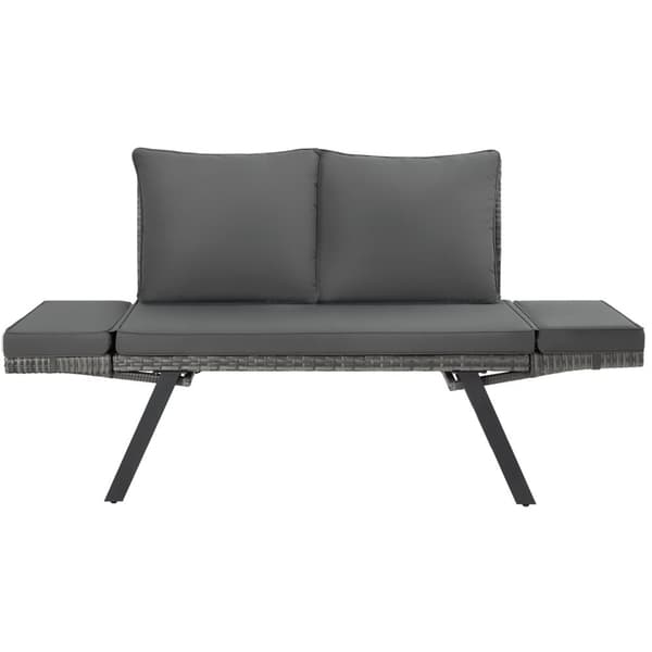 Loungesoffa i konstrotting Sintra med justerbara armstöd, 2i1 - grå