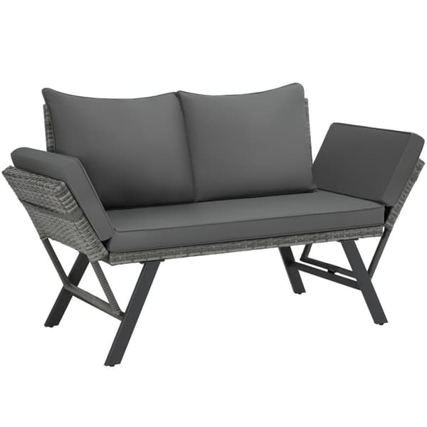 Loungesoffa i konstrotting Sintra med justerbara armstöd, 2i1 - grå