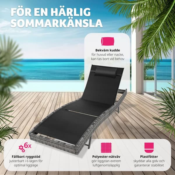 Solsäng Moana i konstrotting - gråmelerad