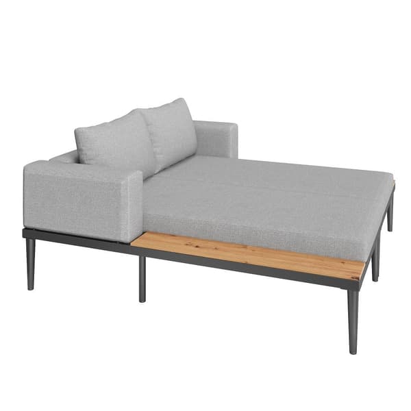 Dubbel bäddsoffa för uteservering 150x140x30cm - Multifunktionell vattentät bäddsoffa - Med hylla - Metall, polyester - Grå