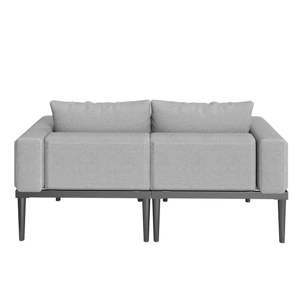 Dubbel bäddsoffa för uteservering 150x140x30cm - Multifunktionell vattentät bäddsoffa - Med hylla - Metall, polyester - Grå