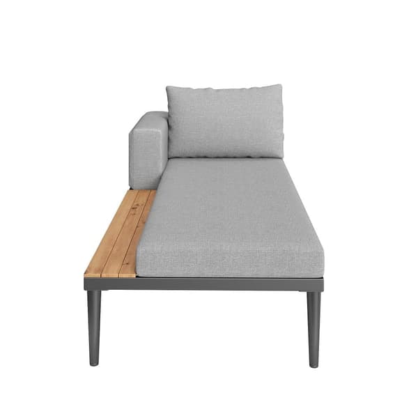 Dubbel bäddsoffa för uteservering 150x140x30cm - Multifunktionell vattentät bäddsoffa - Med hylla - Metall, polyester - Grå