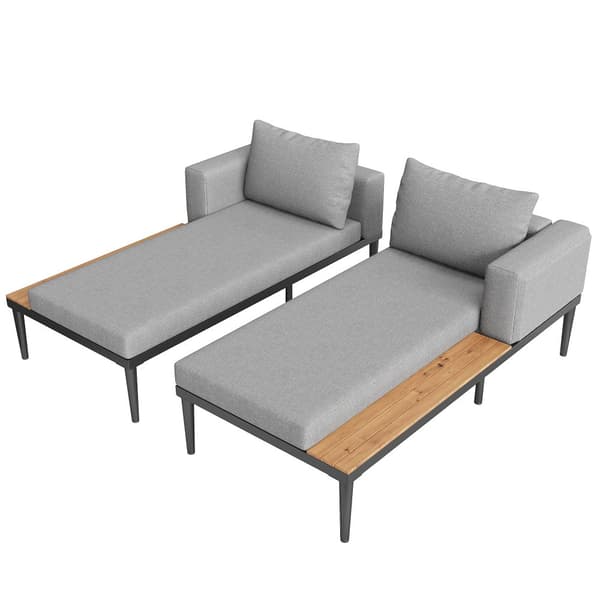 Dobbelt sovesofa til udendørs spisning 150x140x30cm - Multifunktionel vandtæt sovesofa - med hylde - metal, polyester - grå