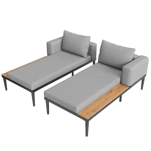 Dubbel bäddsoffa för uteservering 150x140x30cm - Multifunktionell vattentät bäddsoffa - Med hylla - Metall, polyester - Grå