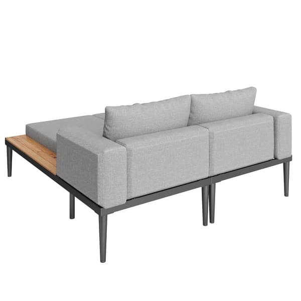 Dubbel bäddsoffa för uteservering 150x140x30cm - Multifunktionell vattentät bäddsoffa - Med hylla - Metall, polyester - Grå
