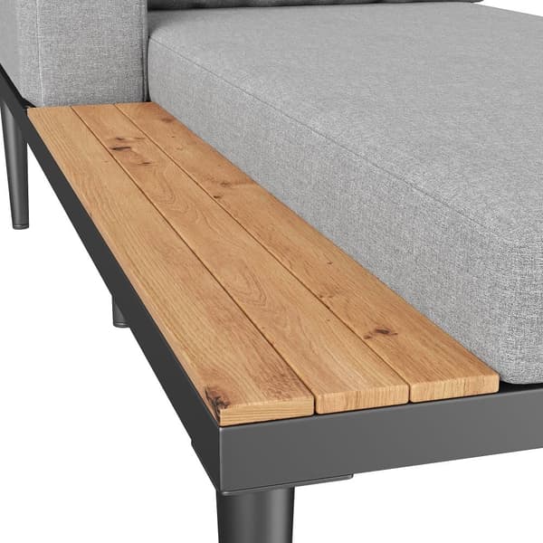 Dubbel bäddsoffa för uteservering 150x140x30cm - Multifunktionell vattentät bäddsoffa - Med hylla - Metall, polyester - Grå