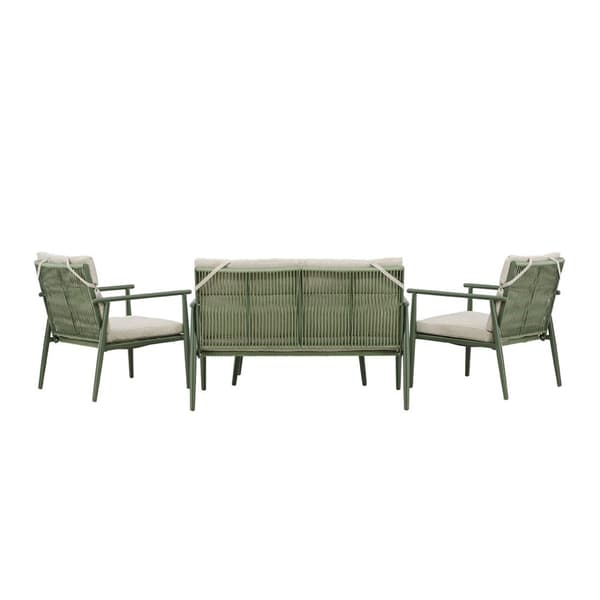 Mazzaro loungesett 1 sofa, 2 stoler, 1 sofabord grønn.