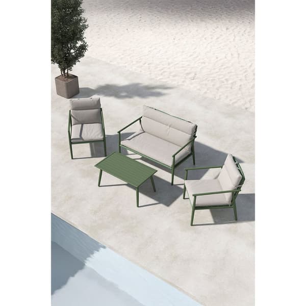 Mazzaro loungesett 1 sofa, 2 stoler, 1 sofabord grønn.