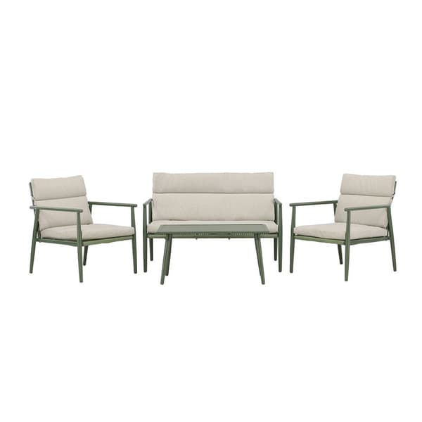 Mazzaro loungesett 1 sofa, 2 stoler, 1 sofabord grønn.