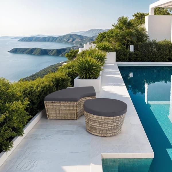 Rund solsäng Santorini i konstrotting - natur