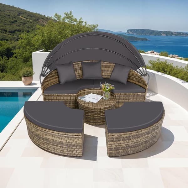 Rund solsäng Santorini i konstrotting - natur