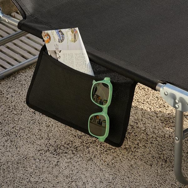 Hopfällbar Lounge Stol, OGS48-SCHx2, 195x63x90 cm, Svart