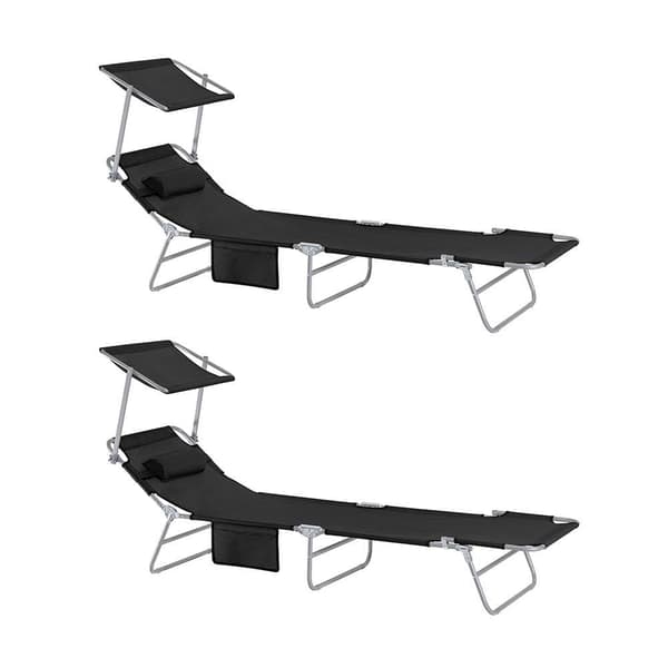 Hopfällbar Lounge Stol, OGS48-SCHx2, 195x63x90 cm, Svart
