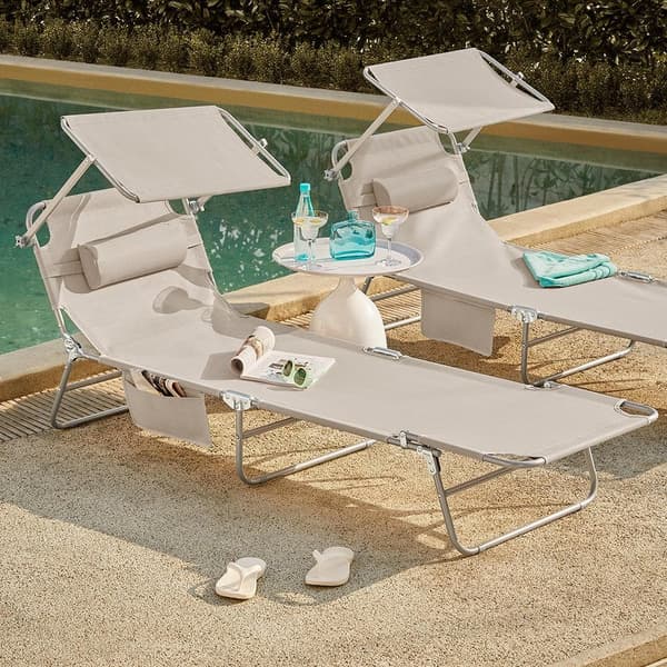 Utomhus Hopfällbar Bärbar Liggstol, OGS48-MIx2, 195x63x90 cm, Blandade Färger