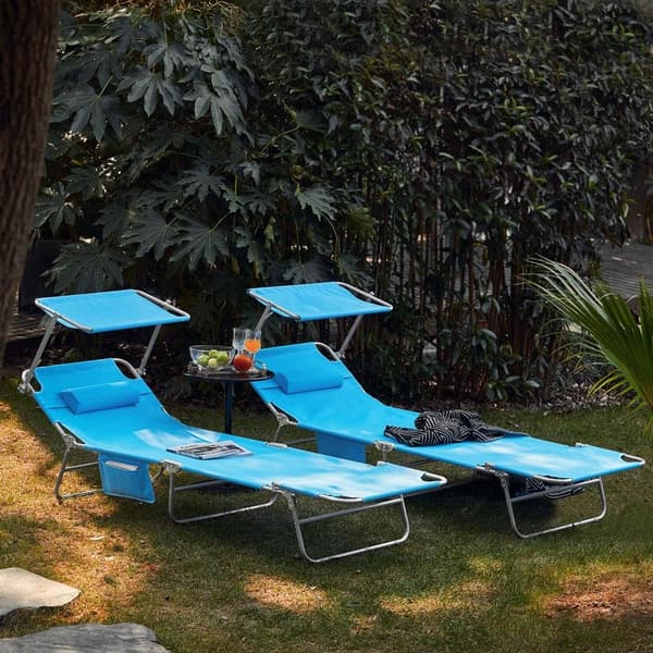 Hopfällbar Loungestol för Utebruk, OGS48-Bx2, 195x63x90 cm, Svart