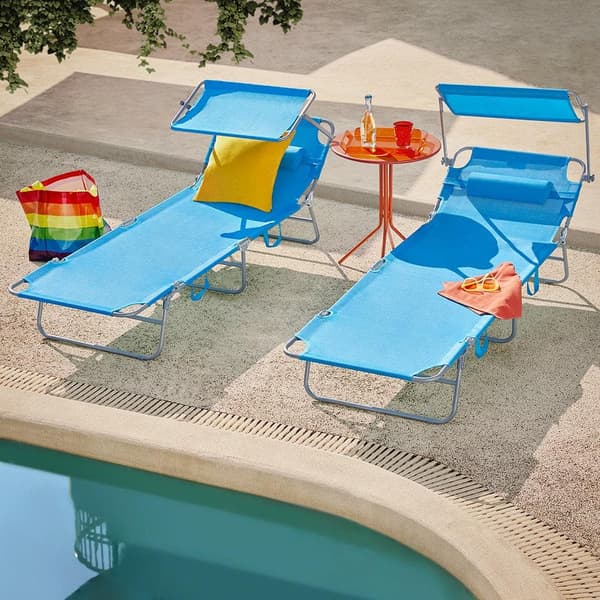 Hopfällbar Loungestol för Utebruk, OGS48-Bx2, 195x63x90 cm, Svart