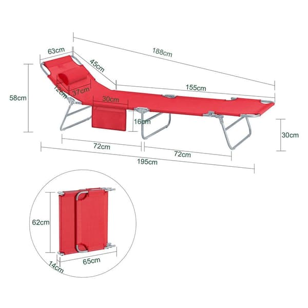 Foldbar Stol, OGS35-R, 195x63x30 cm, Grå