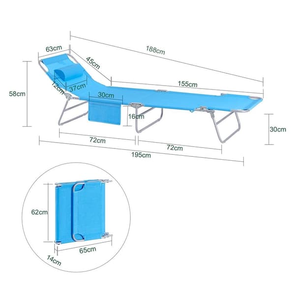 Hopfällbar stol, OGS35-B, 195x30x63 cm, Svart