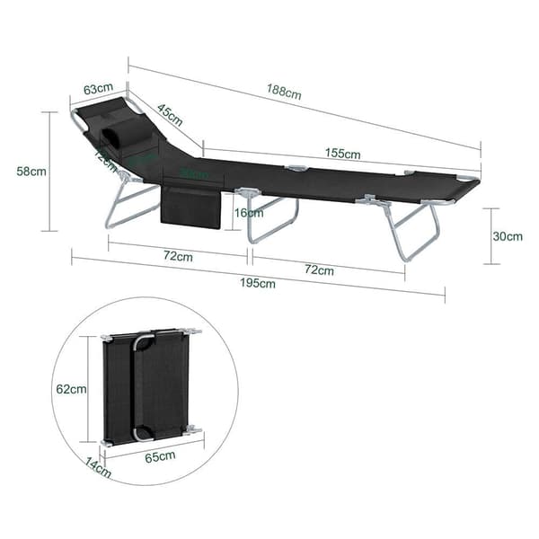 Foldbar stol, OGS35-SCH, 195x63x30 cm, Grå