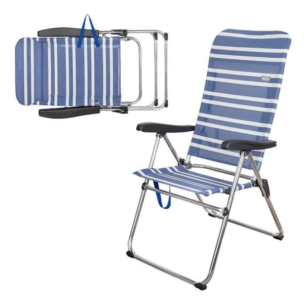 Aktive Beach högfällbar solstol - Blå - 5 positioner