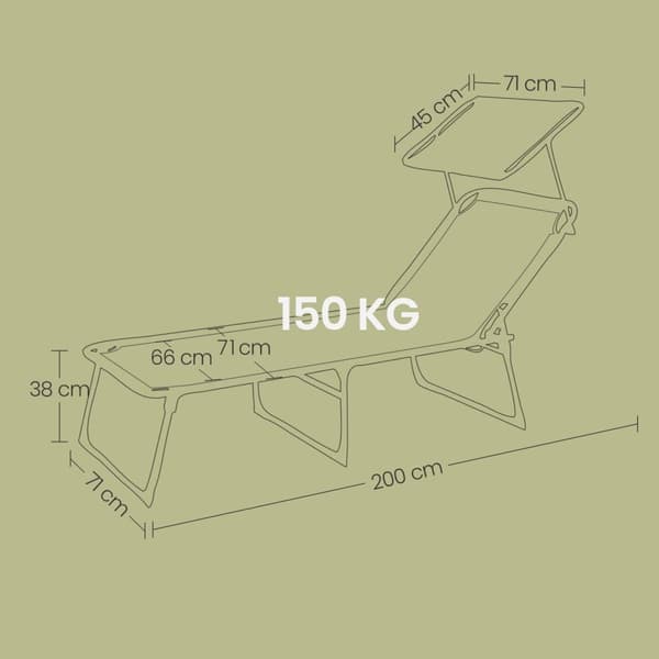 Stor solstol, 71x200x38 cm, Antracit