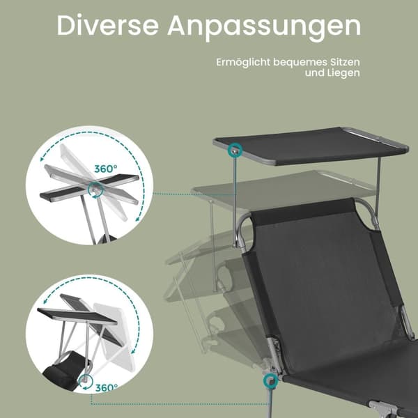 Solstol, SONGMICS GCB19BG, 55x193x31 cm, Mörkgrå
