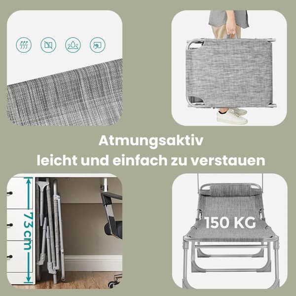 Solstol, SONGMICS GCB19BG, 55x193x31 cm, Mörkgrå