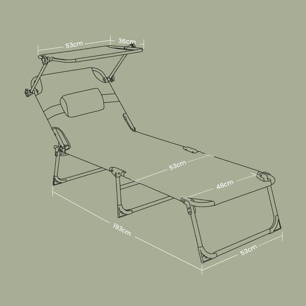 Solstol, 53x193x29 cm, Svart