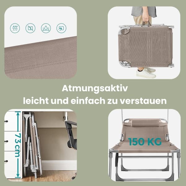 Solstol, 53x193x29 cm, Svart