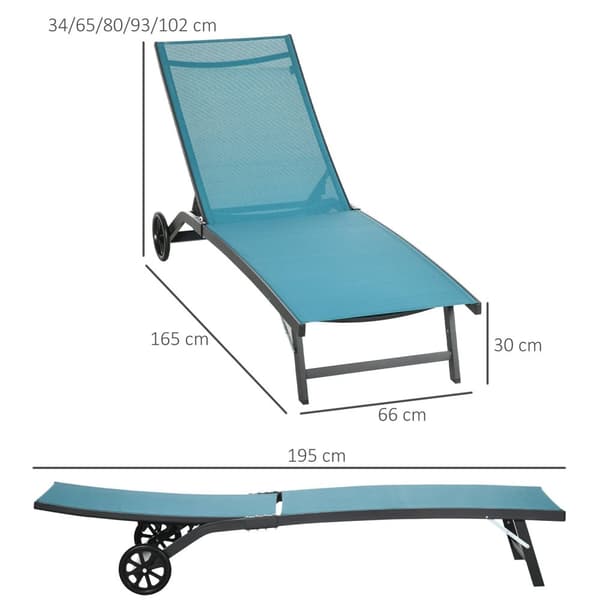 Rootz 2 stykker Sun Lounger Set - hvilestole - udendørs senge - justerbar ryglæn - aluminiumsramme - 195 cm x 66 cm x 34 cm