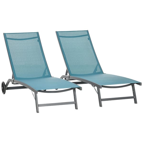 Rootz 2 stykker Sun Lounger Set - hvilestole - udendørs senge - justerbar ryglæn - aluminiumsramme - 195 cm x 66 cm x 34 cm