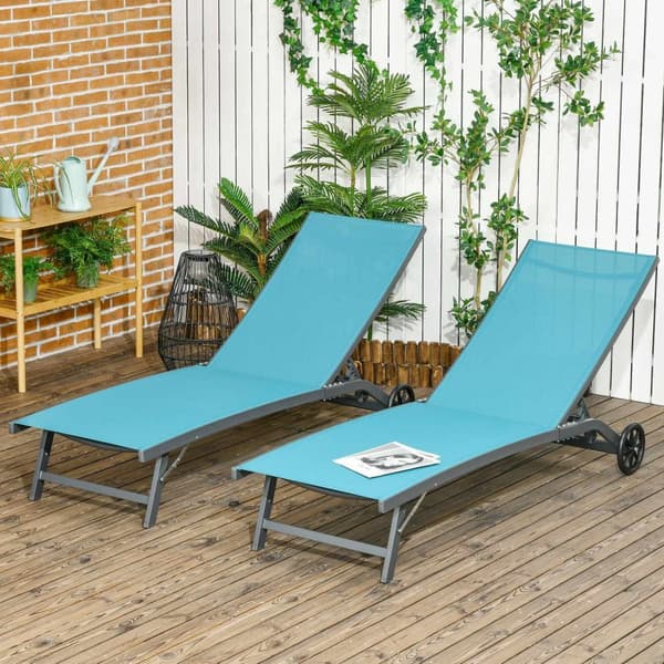 Rootz 2 stykker Sun Lounger Set - hvilestole - udendørs senge - justerbar ryglæn - aluminiumsramme - 195 cm x 66 cm x 34 cm