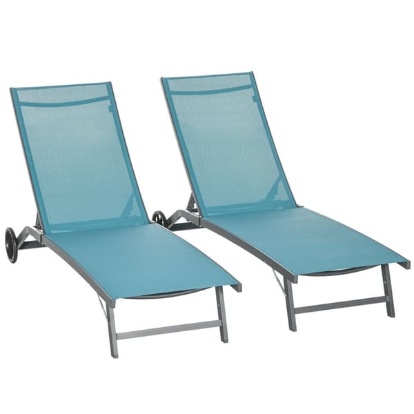 Rootz 2 stykker Sun Lounger Set - hvilestole - udendørs senge - justerbar ryglæn - aluminiumsramme - 195 cm x 66 cm x 34 cm