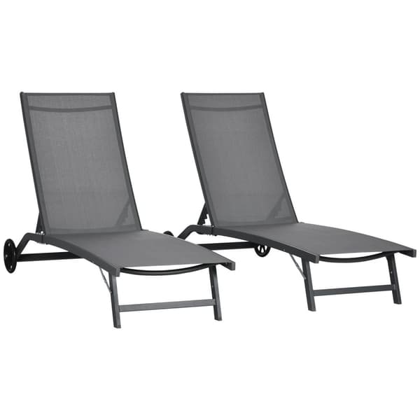 Rootz 2 -kappaleinen asetettu aurinko -loungers - lepotuolit - Säädettävä selkänoja - alumiinirunko - 66 cm x 165 cm x 102 cm