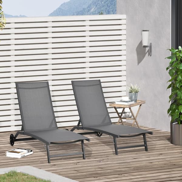 Rootz 2 -kappaleinen asetettu aurinko -loungers - lepotuolit - Säädettävä selkänoja - alumiinirunko - 66 cm x 165 cm x 102 cm