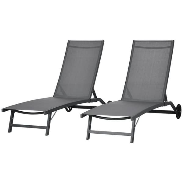 Rootz 2 -kappaleinen asetettu aurinko -loungers - lepotuolit - Säädettävä selkänoja - alumiinirunko - 66 cm x 165 cm x 102 cm
