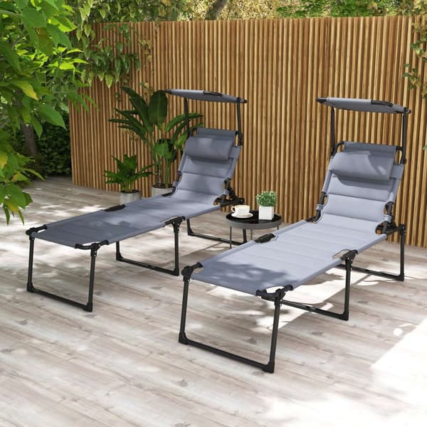 Rootz 2 -osainen Sart Sun Loungers - Kannen tuolit - Taitettavat ranta -loungerit - Suuri mukavuus - 70 cm x 200 cm x 45cm
