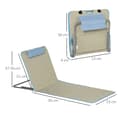 Miniatyrbild 3 av 10: Rootz 2 -set justerbar strandmatta - vikbar solstol - bärbara lounger - nackstöd och 5 positioner - 124 cm x 53 cm x 37-50 cm - brun, blå