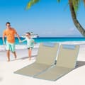 Miniatyrbild 2 av 10: Rootz 2 -set justerbar strandmatta - vikbar solstol - bärbara lounger - nackstöd och 5 positioner - 124 cm x 53 cm x 37-50 cm - brun, blå