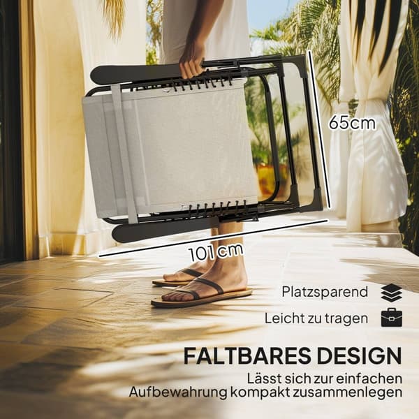 Rootz fällbar solstol - Garden Recliner - Strandstol - 5 -faldig justerbar - 90 cm x 65 cm x 112 cm